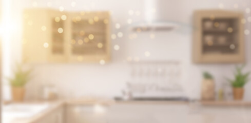 Blur background interior design, minimalistic classic kitchen