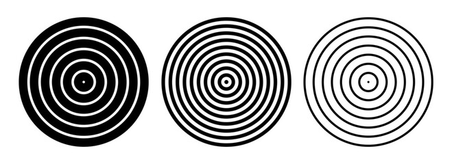 Concentric Rings Circle Design Elements. Abstract Geometric Icons.