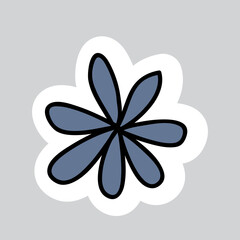 70s styles vector doodle sticker. Funny flower.