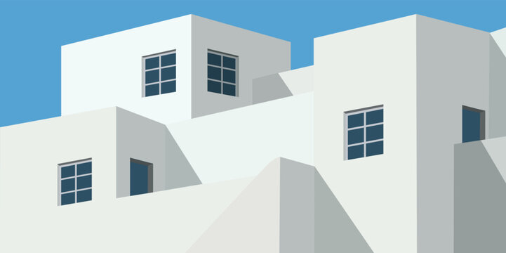 Concept d’architecture, avec la façade blanche d’un immeuble moderne, avec des appartements imbriqués.