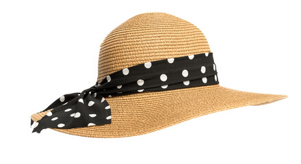 Womens straw hat isolated on white background