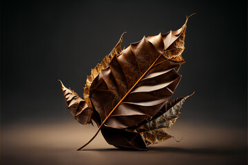 dry leaves on a branch close-up