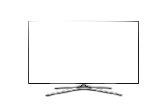 Realistic TV screen. Modern lcd wall panel, led type, isolated on white background. Large computer monitor display mockup. Blank TV template.