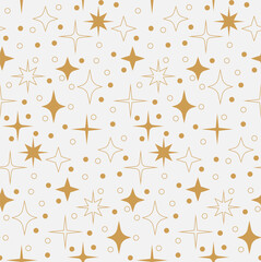 Esoteric Sky Seamless Pattern. Bohemian mystic stars in gold colors