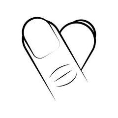 Hand showing heart with fingers gesture mini love.  Love Valentine Day concept.