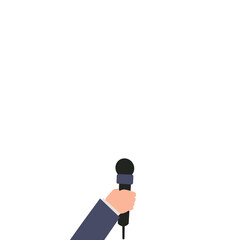 Colors Hands holding megaphone and microphones interview Speaker business man or businesswoman giving a speech on website, banner, announcement in company cover for PNG white transparent background 07
