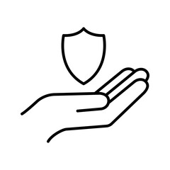 Hand holding security shield. Security guarantee. Concept of a safe and secure investment, insurance.