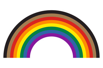 New rainbow pride flag symbol with Black and Brown stripes