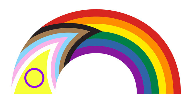 Rainbow symbol with new Progress Pride Flag isolated