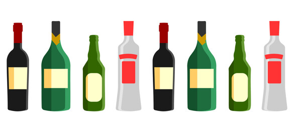 bottles of wine. Wine bottle with wine glass icon or silhouette. Alcohol symbol. Vector illustration.	
