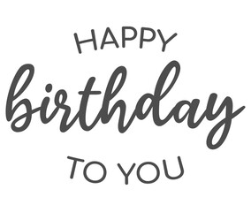 Happy birthday handwritten text lettering on white background.	
