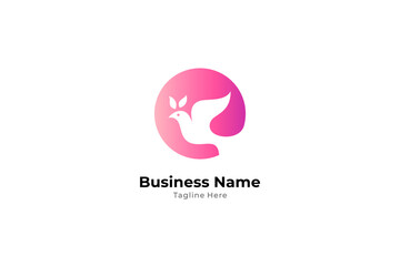 Pigeon logo, symbol of affection with circle shape logo design