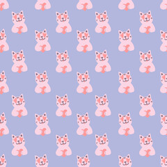 Seamless pattern with cute cat