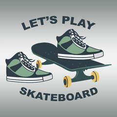 Skateboard And Shoes Vector Art Illustration