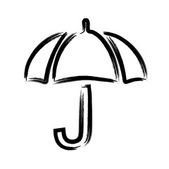 brush stroke hand drawn PNG image with transparent background business icon rain weather umbrella