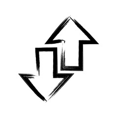 brush stroke hand drawn PNG image with transparent background business icon reverse arrows up down two way