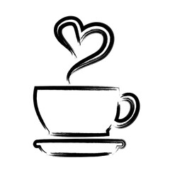 brush stroke hand drawn PNG image with transparent background business icon romantic love coffee cup