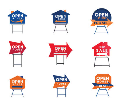 House Yard Sign Vector Illustration Big Collections Design With White Background, Premium Vector With Creative Modern Minimal Simple Concept