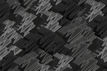 Grey Isometric Background Seamless Pattern, 3D Illustration