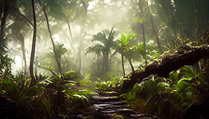 Forest landscape created with Generative AI technology