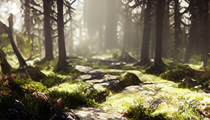 Forest landscape created with Generative AI technology