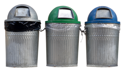 trash cans in a row
