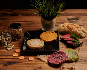 vegetarian beet, chickpea and soybean burgers