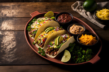 Mexican Taco Menu, Traditional Gourmet Food Meal Product healthy, Illustration generative ai