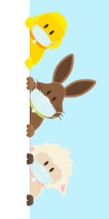 Küken, Osterhase & Schaf Maske Banner Vertikal Himmel
