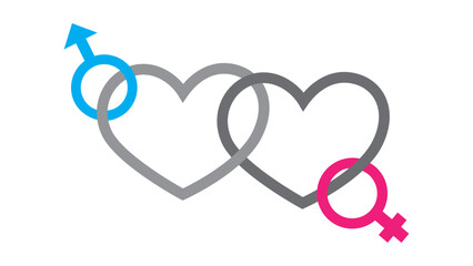 Male and female symbols, signs. Pink and blue male female icon.Vector