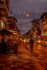 Cuenca tourist city at night in its streets and its churches