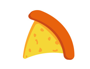 Vector pepperoni pizza slice. Fast food Illustration