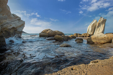 Fototapeta na wymiar Sailing rocks in Foça district of İzmir.