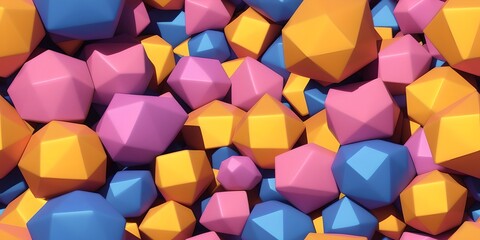 Seamless geometric 3d background with parametric shapes platonic hexagons, gradient background CGI abstract wallpaper design. 