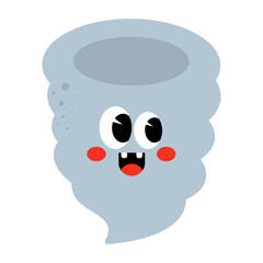 Cute tornado or storm character with frowned	