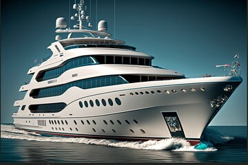 Luxus Yacht reicher Leute auf dem Gewässer, ai generativ