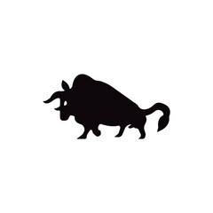 Black and white bull animal logo design . Bull icon . Bull silhouette 