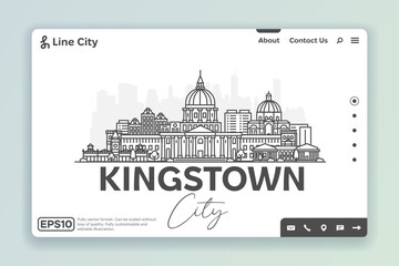 Kingstown, Saint Vincent and the Grenadines architecture line skyline illustration. Linear vector cityscape with famous landmarks, city sights, design icons. Landscape with editable strokes. - obrazy, fototapety, plakaty