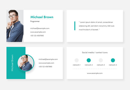 Minimal Business Cards With Teal Accent