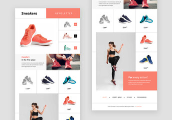 Minimalistic Newsletter Layout For Sport Shoes Marketing
