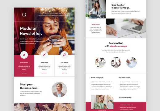 Modular Newsletter With Magenta Accent