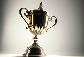 Fototapeta na wymiar gold trophy cup isolated on white, generative ai