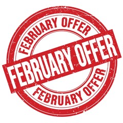 FEBRUARY OFFER text written on red round stamp sign