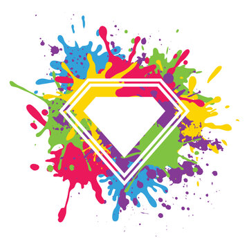 Colorful ink spots with diamond shapes-