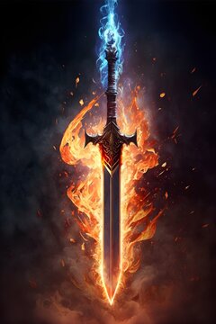 sword with flames and fire, generative ai art
