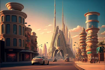 Foto op Canvas Dubai city in 3D cartoonish model © Azzam