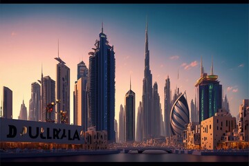 Dubai city in 3D cartoonish model