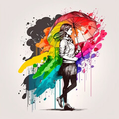 Obraz na płótnie Canvas person with a rainbow, lgbt concept, using ai