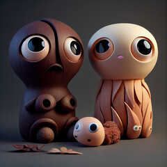 Fototapeta premium Cute wodden characters