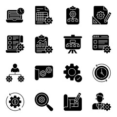 Pack of Management Solid Icons 


